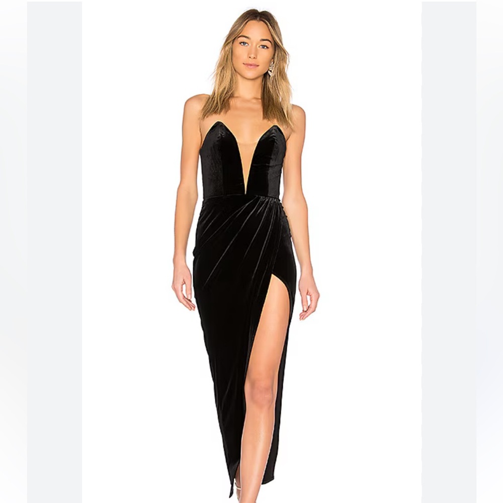 Michael Costello x Revolve Jake Gown - Black Velvet size S